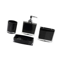 Magideal - Dispensador De Jabón, Soporte Para Cepillos De Dientes, Estuche De Almacenamiento, Accesorios De Baño Portátiles, Organizador De Baño Para Encimera De Negro