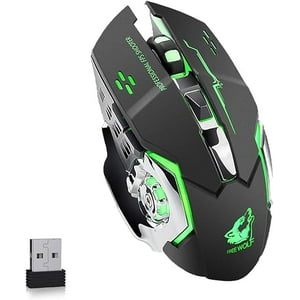 Veat00L - Ratón Inalámbrico Para Juegos Ratón Óptico Recargable Silent Click 3 Dpi Nano Receptor Ajustable Diseño Ergonómico Para Pc, Ordenador, Windows, Mac