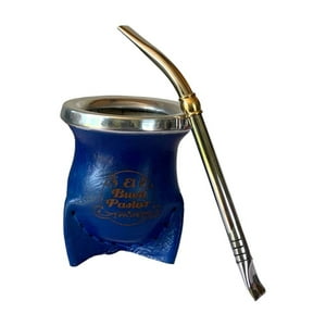 El Buen Pastor - Mate Azul Vidrio Templado Con Bombilla