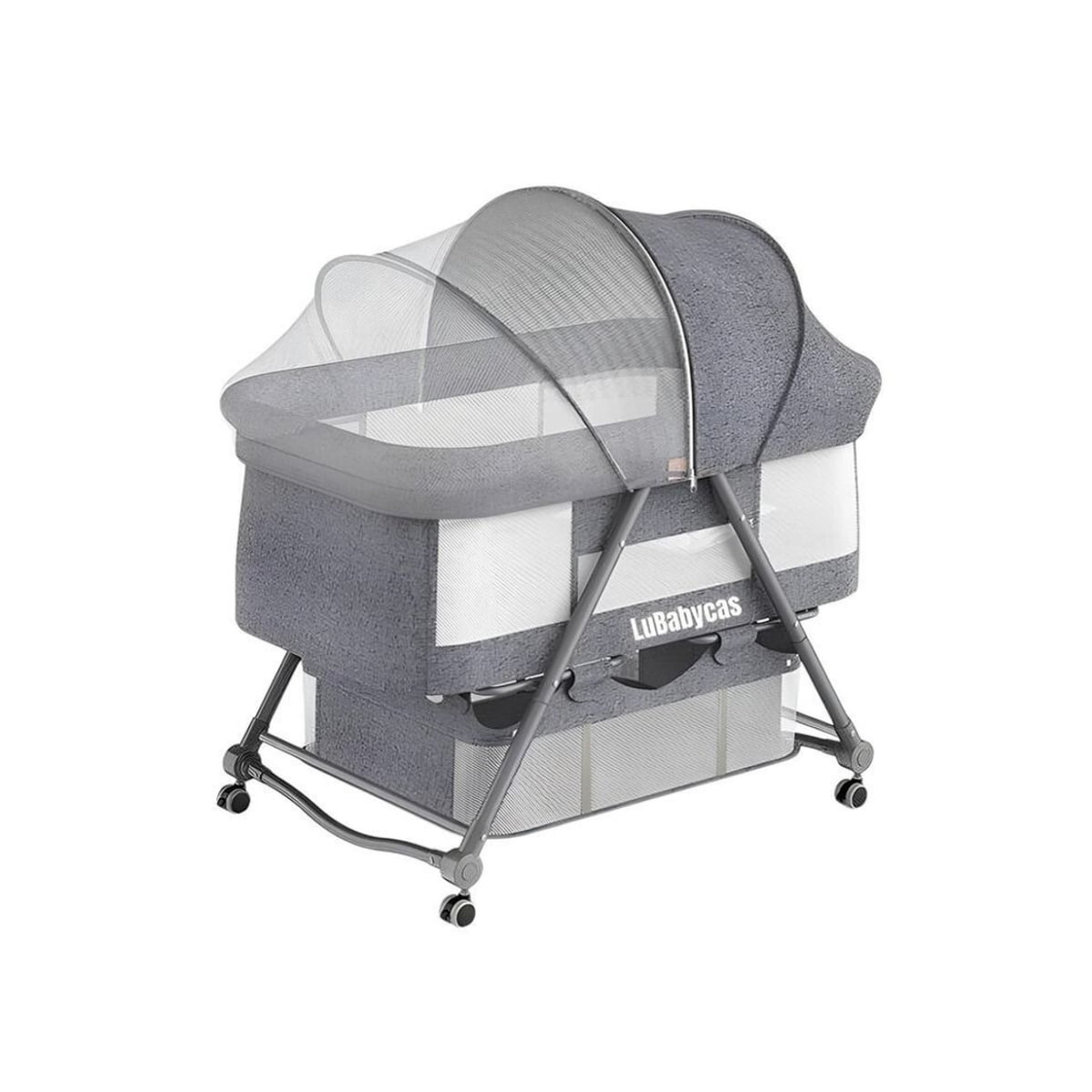 Cuna Bebé Con Accesorios Gris Lubabycas