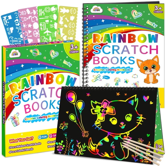 Set de manualidades con papel rascado ZMLM Rainbow para niños, paquete de 2