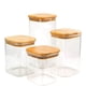 thumbnail image 1 of Set 4 Frascos Tarro Contenedor Hermetico Vidrio Tapa Bambú, 1 of 3