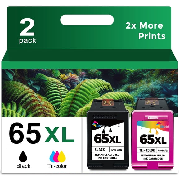 Cartucho de tinta Ubinki 65XL, paquete combinado negro y color HP 65