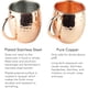 thumbnail image 4 of Juego de 4 tazas Moscow Mule, 100 % artesanales, de cobre puro de 500 ml y asas de latón dorado. 9,4 cm de diámetro x 10 cm de alto., 4 of 7
