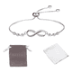 thumbnail image 1 of Pulsera infinito ajustable de plata ley S925 + bolsa + #2, 1 of 3