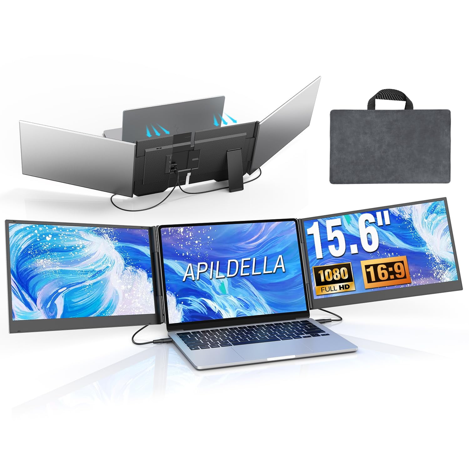 Extensor De Pantalla Triple Para Portátil Apildella 15.6 Pulgadas 1080p Fhd