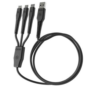 Cable Cargador Sleve Line X Usb A Triple Usb Black