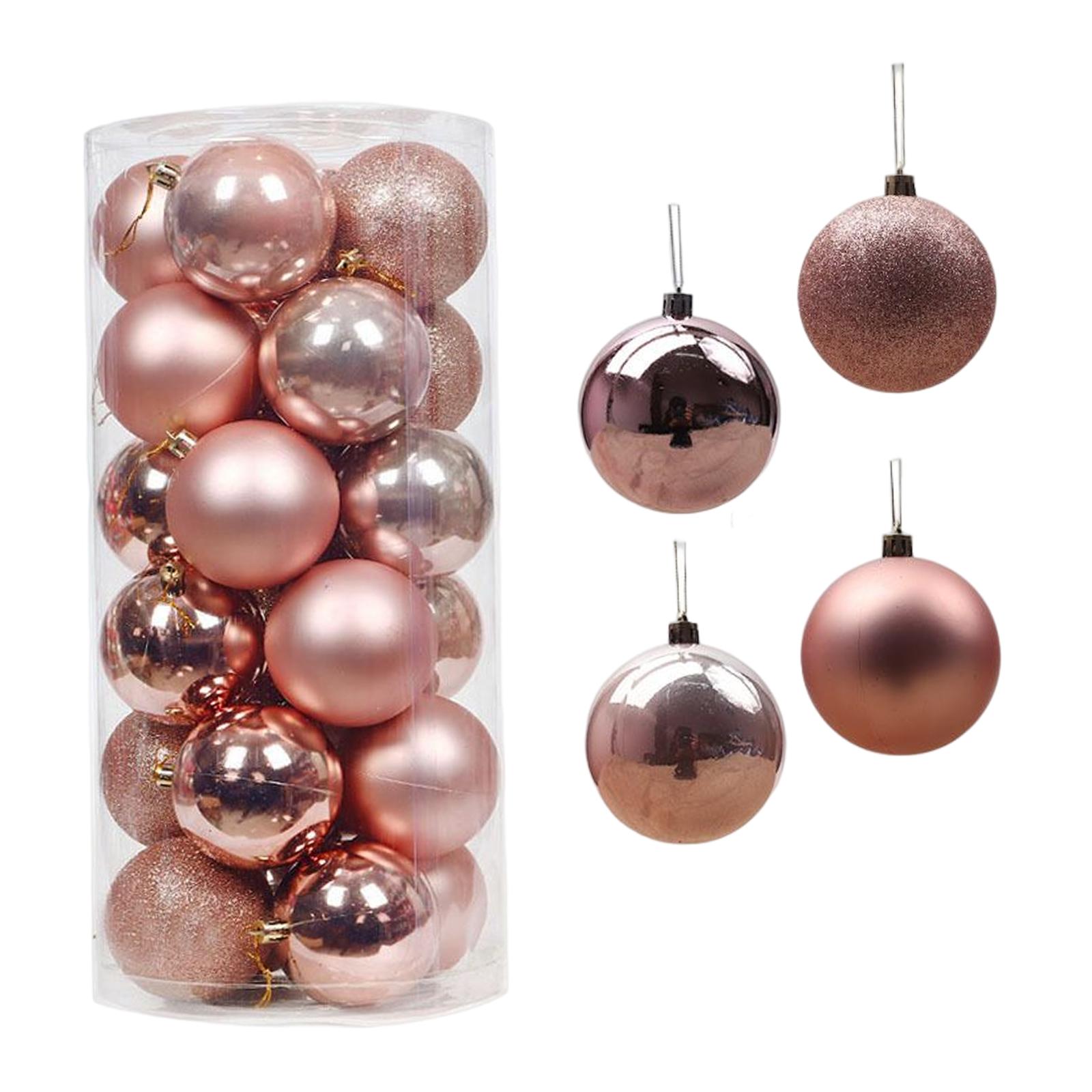 Bothyi - 24 Piezas De Adornos De Bolas De Navidad Inastillables Para Bodas, Vacaciones, Hogar, Rosa Áureo