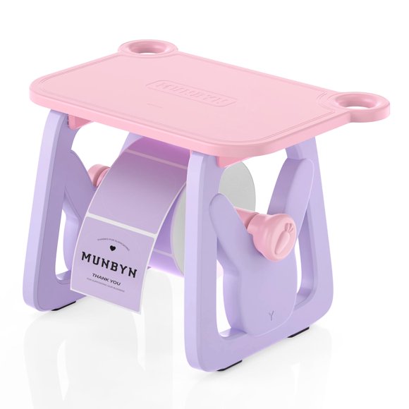 Portaetiquetas MUNBYN para rollos y etiquetas plegables en forma de abanico, morado/rosa