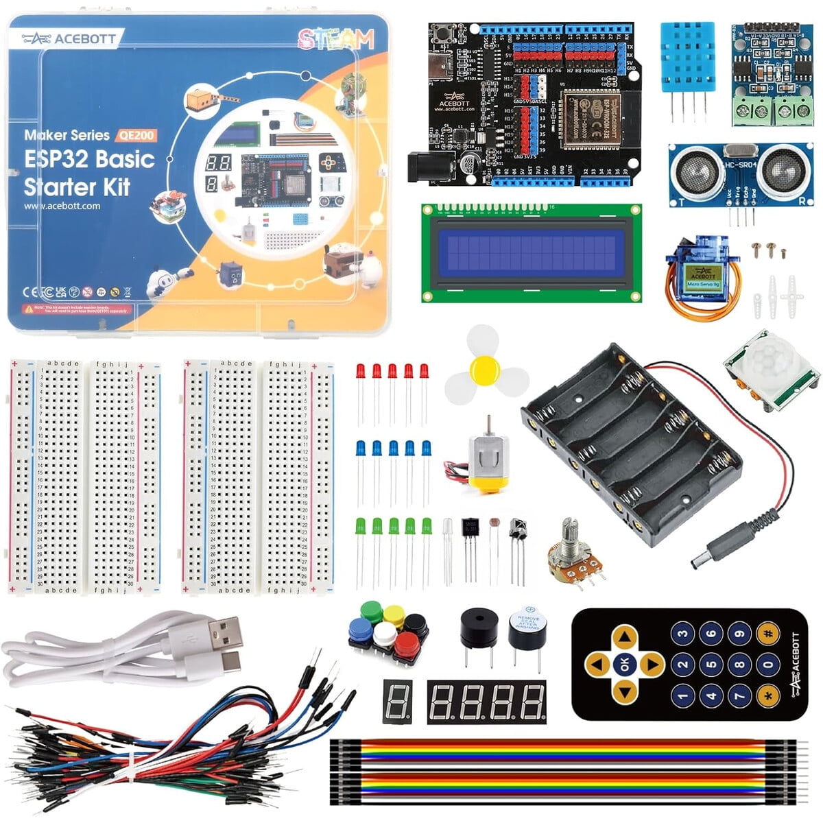 Kit Electrónica Acebott Esp32 Qe200 96 Piezas Proyectos Iot