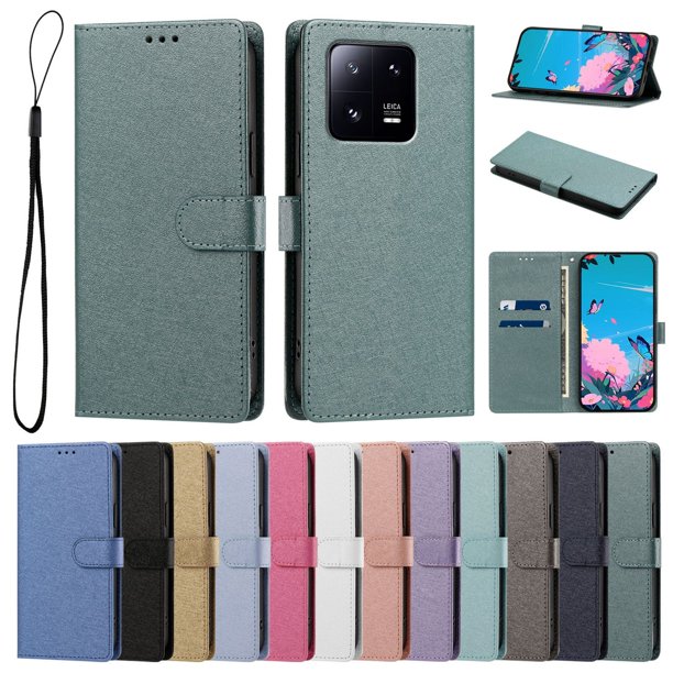 Cartera para Xiaomi 13 Pro con Soporte y Correa, Verde Oscuro