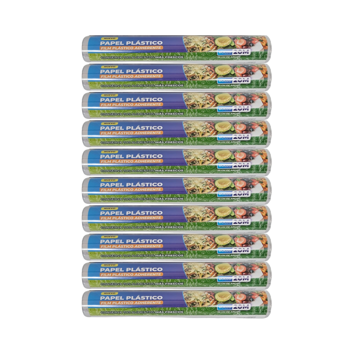 Pack 10 Film Plastico Aileda 20m X 30cm Adherente Cocina
