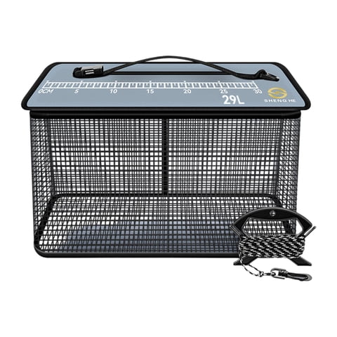 Magideal - Cesta De Pesca, Jaula Para Peces, Con Cremallera Superior, Para Almacenar Cebos De Pesca, Jaula De Red Portátil 29 Litros