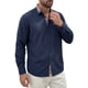 thumbnail image 5 of INSPIRE CHIC Camisas de Vestir para Hombre de Manga Larga con Cuello de Cuadros y Botones Abajo 2XL Azul Marino, 5 of 6