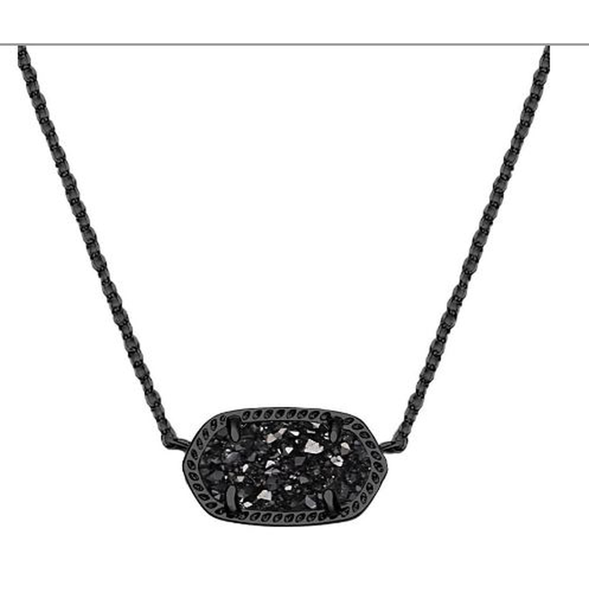 Pulsera Kendra Scott Elaina Cadena Ovalada Drusy Negro Gunmetal