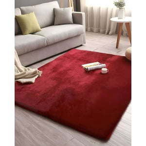 Teng Fei - Alfombra Peluda Suave 180 X 200 Cm Primera Calidad Burdeo