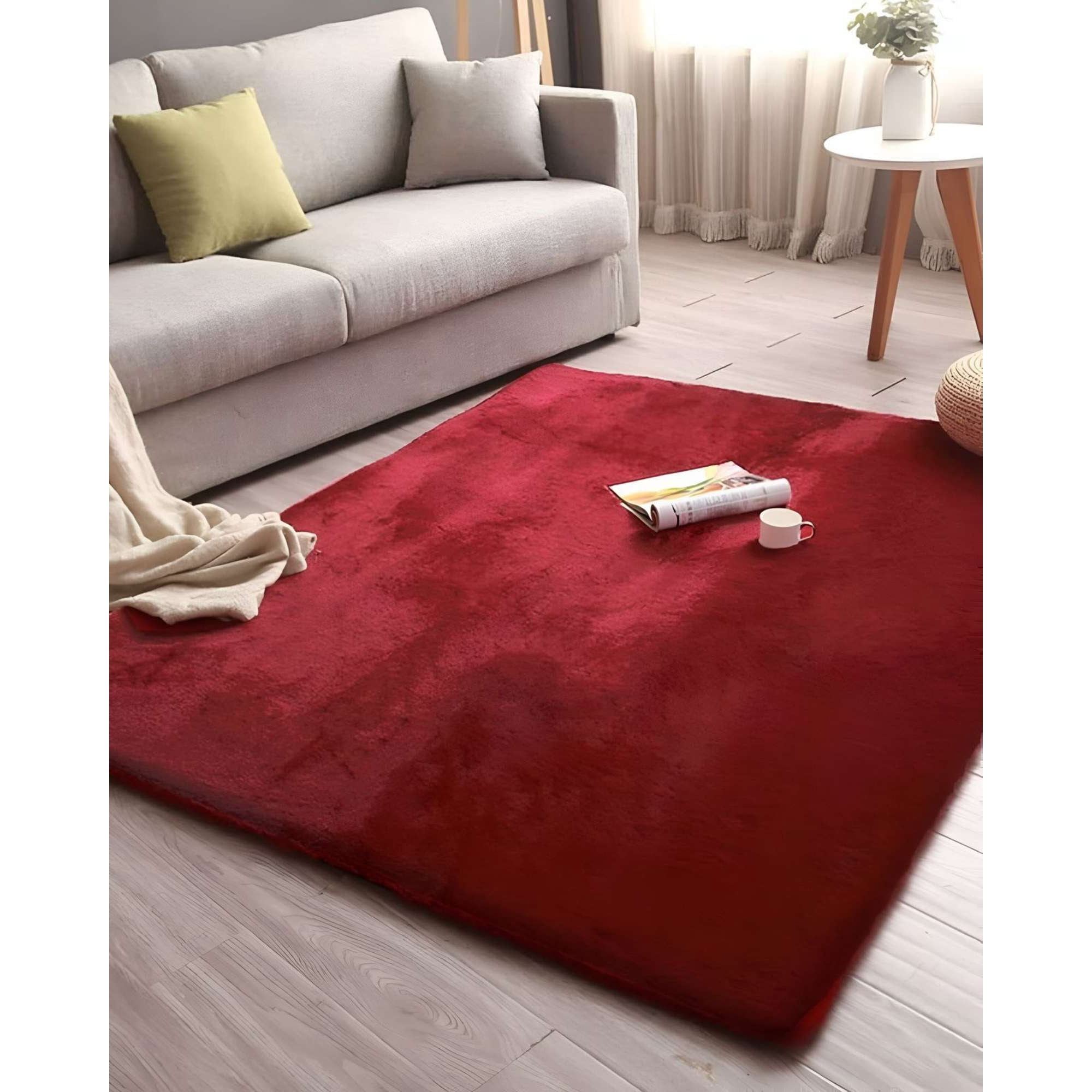 Teng Fei - Alfombra Living Dormitorio Suave 200 X 300 Cm Burdeo
