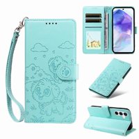 Funda Billetera Foxdock Compatible Con Samsung Galaxy A55, Diseño Perrito Tierno, Ranuras Para Tarjetas Y Soporte Plegable