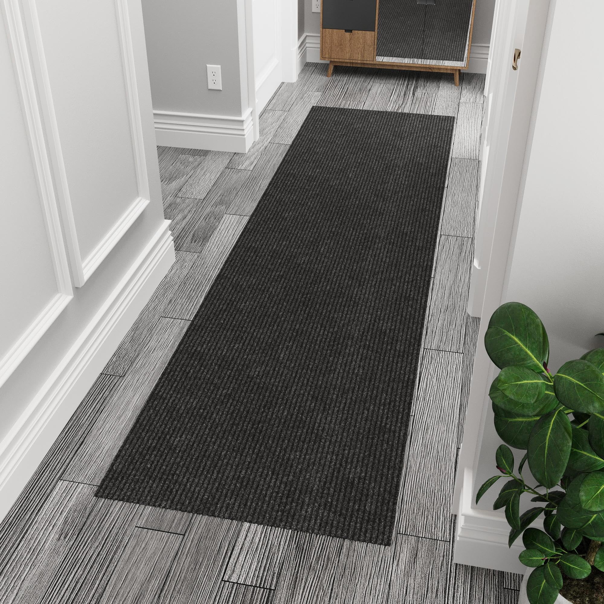 Alfombra Hallway Runner Ottomanson Commercial, 0,6 X 1,8 M, Color Negro