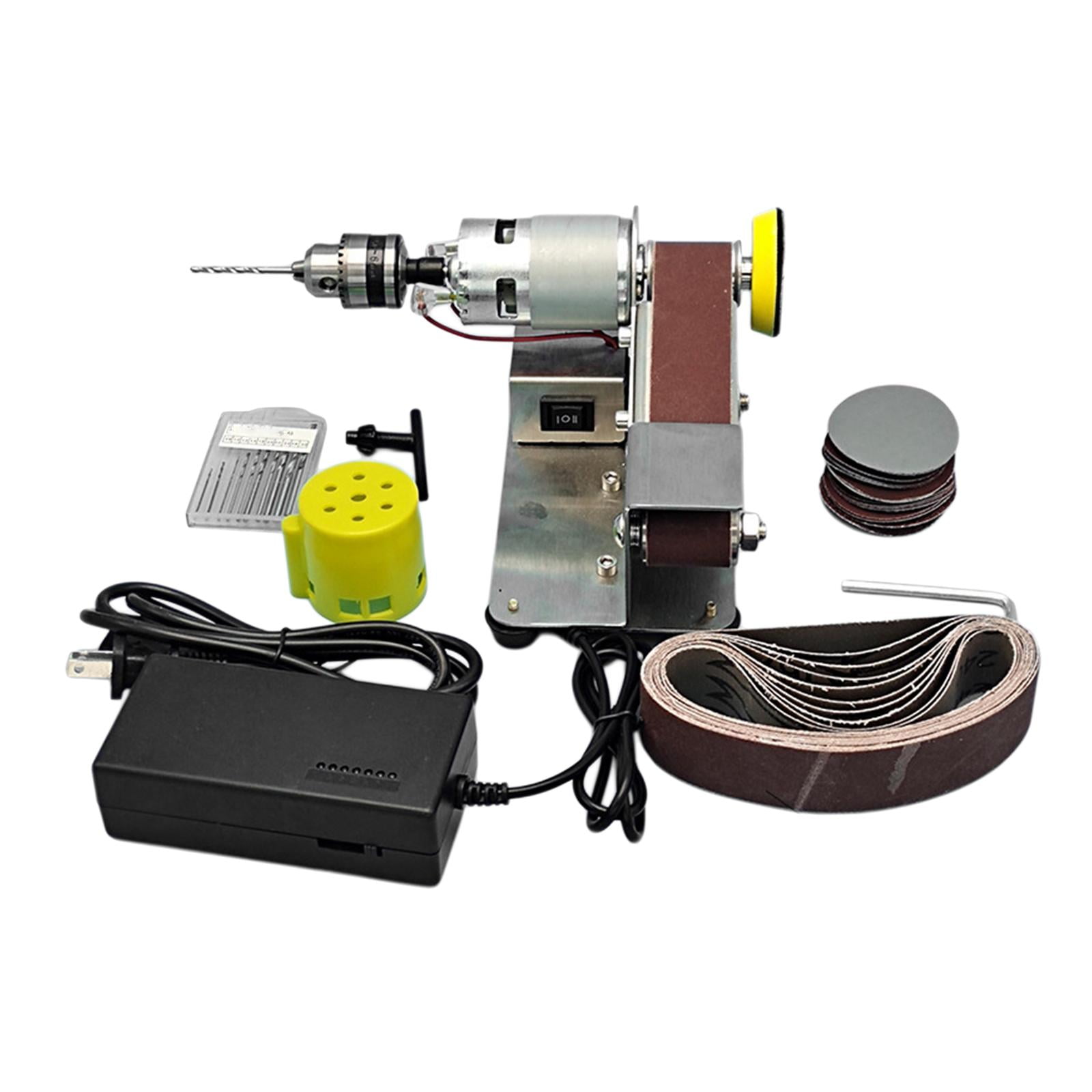 Magideal - Mini Lijadora De Banda De Velocidad Ajustable, Adaptador De Ee. Uu., Máquina De Banda De Pulido De Ángulo Fijo, Lijadora De Banda Eléctrica, Amoladora , Estilo E