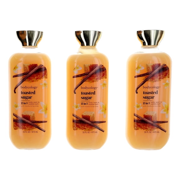Toasted Sugar de Bodycology, 3 Pack 16oz 2 in 1 Body Wash & Bubble Bath women