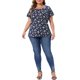 thumbnail image 2 of Agnes Orinda Blusas de Talla Grande para Mujeres Estampado Floral Manga Corta Cuello Redondo Suelto Casual Básico Camiseta 4X Azul Marino, 2 of 6