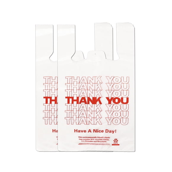 Bolsa de compras Yoyo-Rain Thank You, blanca, 11 x 6 x 21 cm, 100 unidades