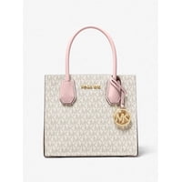 Cartera Michael Kors Mercer Medium Logo And Leather Accordion Crossbody Bag In Powder Blush Multi