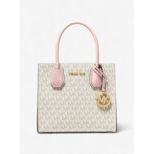 Cartera Michael Kors Mercer Medium Logo And Leather Accordion Crossbody Bag In Powder Blush Multi
