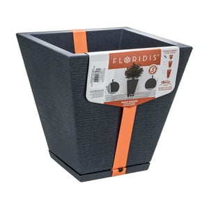 Macetero Floridis Grafito Zurique 34Cm Alto Con Plato