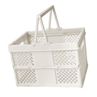 Magideal - Caja De Almacenamiento Plegable Cesta De Compras Plegable Con Asas Cesta De Picnic, Camping, Cocina Del Hogar Blanco