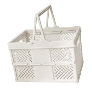 Magideal - Caja De Almacenamiento Plegable Cesta De Compras Plegable Con Asas Cesta De Picnic, Camping, Cocina Del Hogar Blanco
