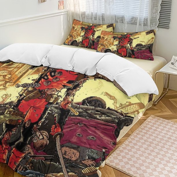 Deadpool Family Bed 3 Piece Set Personalized Bedding Decor for Kids And Teens Anime Student Dormitory Cover