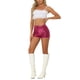 thumbnail image 2 of INSPIRE CHIC Pantalones Cortos de Mujer con Lentejuelas Brillantes de Tiro Medio Sólido Brillo Coctel Cintura Elástica Hot Pink L, 2 of 6