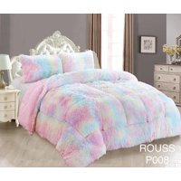 Aladdins Shop - Cobertor De Invierno Peludo Con Chiporro 2 Plazas Arcoiris Claro Rs