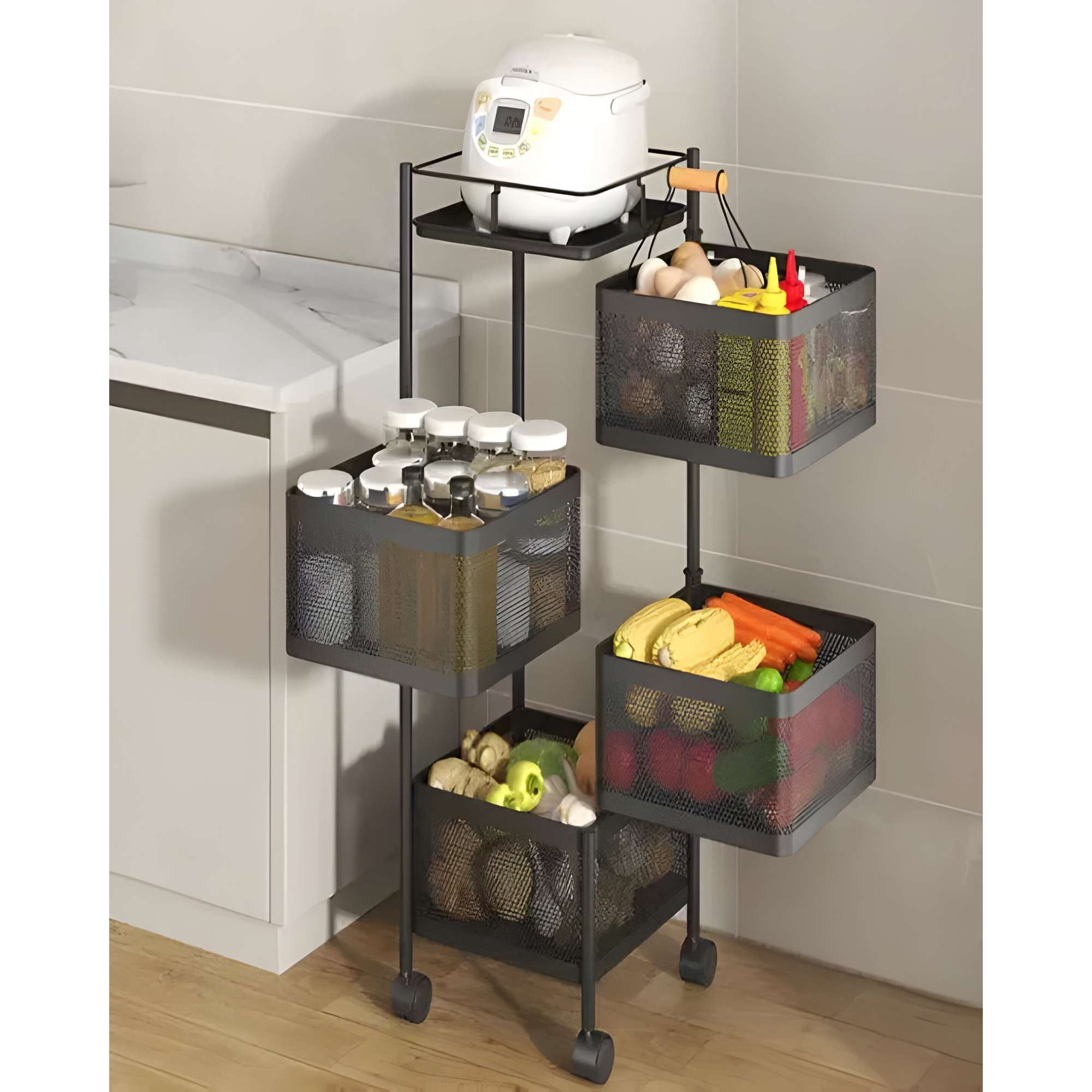 Genérico - Organizador De Frutas 4 Niveles Cuadrado