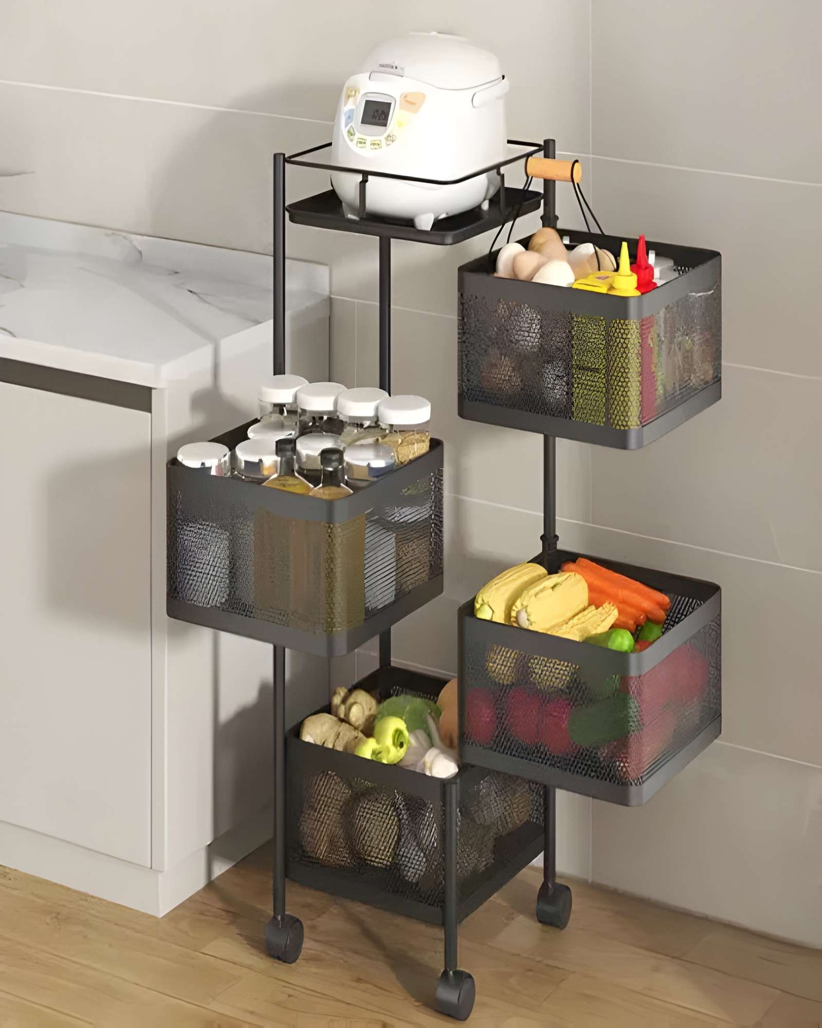 Genérico - Organizador De Frutas 4 Niveles Cuadrado