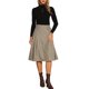 thumbnail image 1 of Falda de Cuadros de Mujer INSPIRE CHIC de Talle Alto con Pliegues en Línea A Midi Marrón XS, 1 of 6