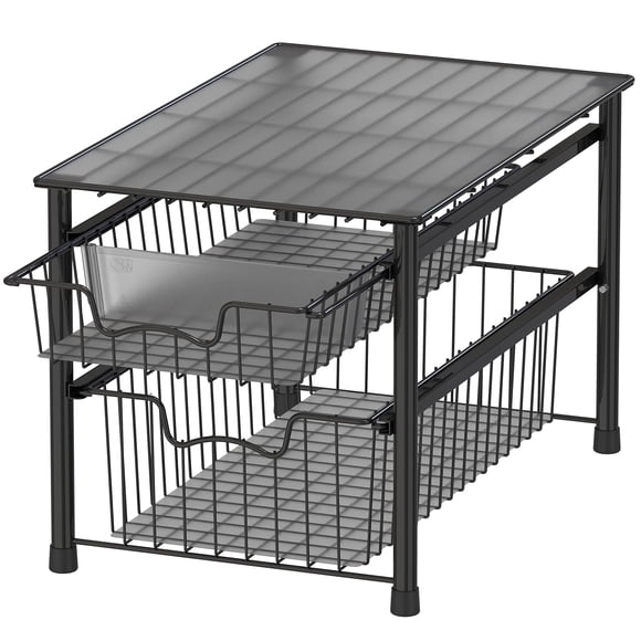 Cesta apilable de 2 niveles para el hogar, simple, para el hogar, color negro