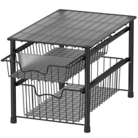 Simple Houseware - Cesta Apilable De 2 Niveles Para El Hogar, Simple, Para El Hogar, Color Negro