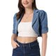 thumbnail image 1 of INSPIRE CHIC Chaqueta de Jean de Mujer Recortada con Manga Corta y Solapa M Azul, 1 of 6