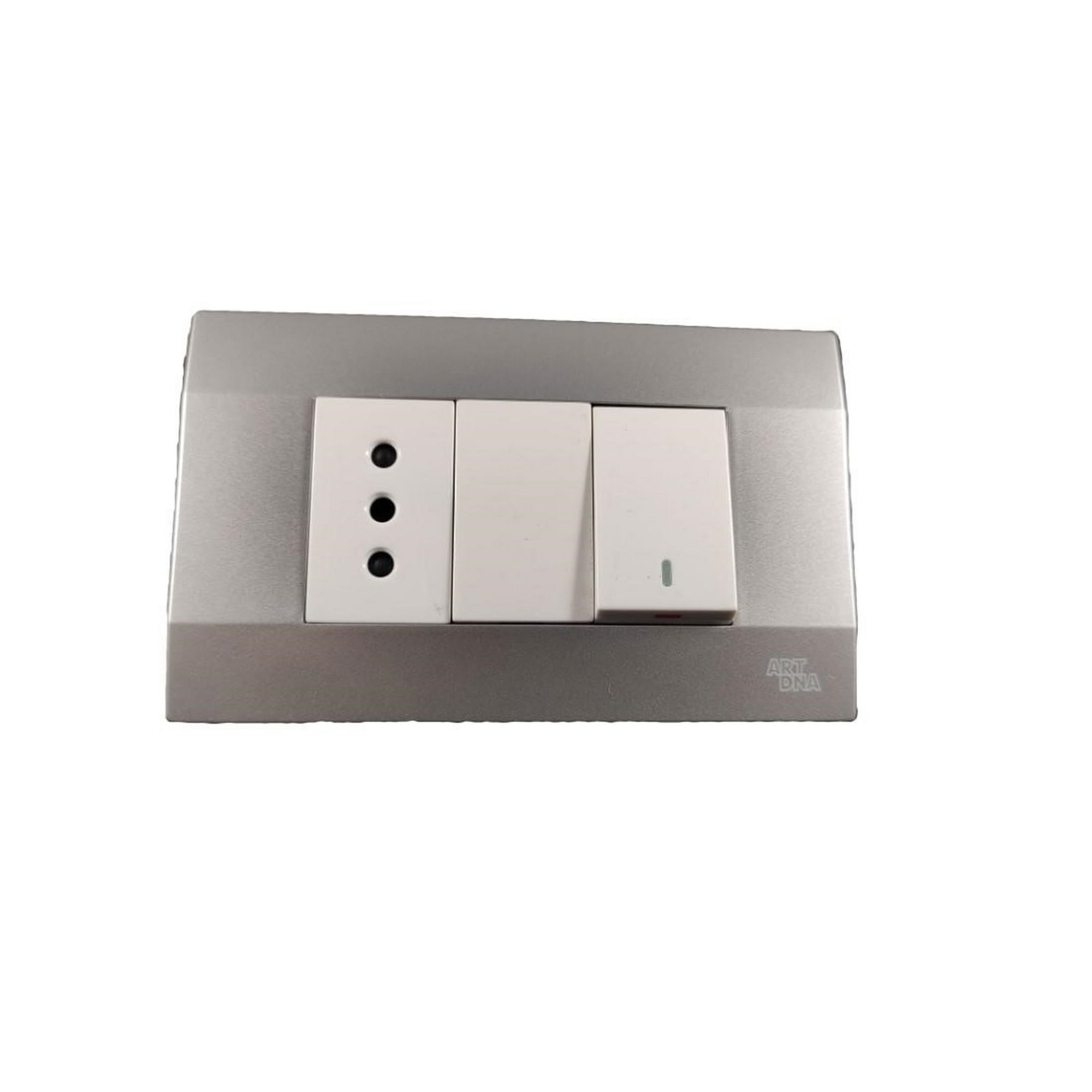 Art Dna - Interruptor 9/12 + Enchufe Simple 10a Plata K-p03