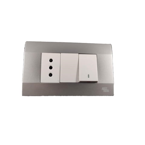 Art Dna - Interruptor 9/12 + Enchufe Simple 10A Plata K-P03