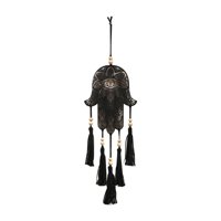 Magideal - Tapiz Colgante De Pared De Macramé De Ojo Malvado, Decoración De Arte De La Pared, Colgante De Borla De Cuentas De Madera, Tapiz Tejido Hecho A Mano