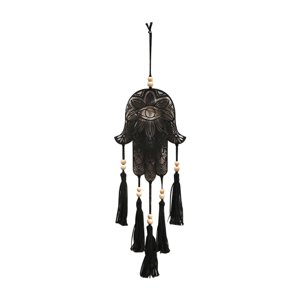 Magideal - Tapiz Colgante De Pared De Macramé De Ojo Malvado, Decoración De Arte De La Pared, Colgante De Borla De Cuentas De Madera, Tapiz Tejido Hecho A Mano