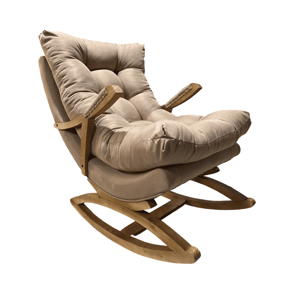 Muebles New - Silla Mecedora Coquette Con Apoya Brazo Beige Lino