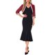 thumbnail image 2 of INSPIRE CHIC Chaqueta de Noche para Mujer con Ribete de Lentejuelas, Manga 3/4, Abierta al Frente, Corta de Chifón, Burdeos XL, 2 of 6