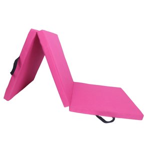 Ioensy - Estera De Ejercicio Gruesa Plegable Triple, Almohadilla De Yoga Para Estiramiento, Entrenamiento, Fitness, Tela Oxford Rosa