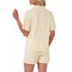 thumbnail image 3 of INSPIRE CHIC Conjuntos de Pijama Sólidos para Mujer Mangas Cortas Lindo Suave Cómodo Altamente Elástico Camisetas con Botones y Pantalones Cortos 2 Piezas M Amarillo Claro, 3 of 6