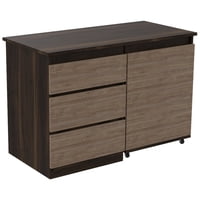 Fmfurniture - Escritorio Extensible 3 Cajones 1 Puerta Fm-020O Café Oscuro